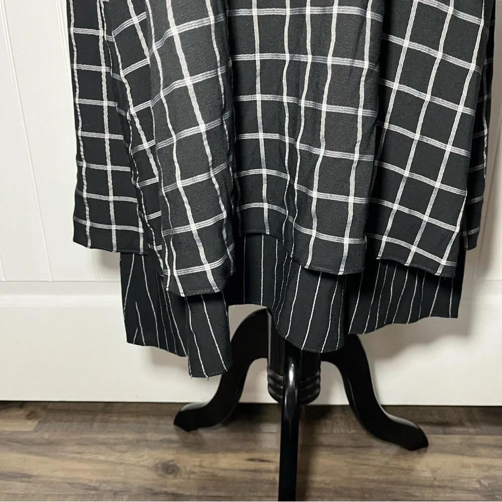 SVILU black white windowpane patterned midi dress women’s large - Picture 5 of 12